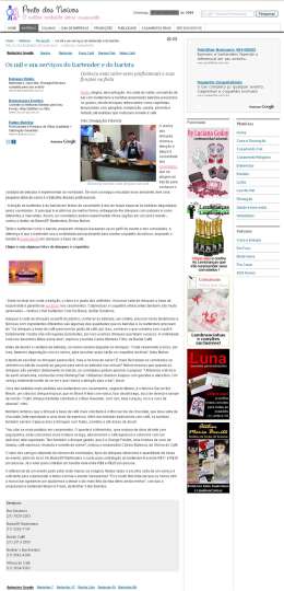 Matéria sobre bartenders e baristas no site Ponto dos Noivos